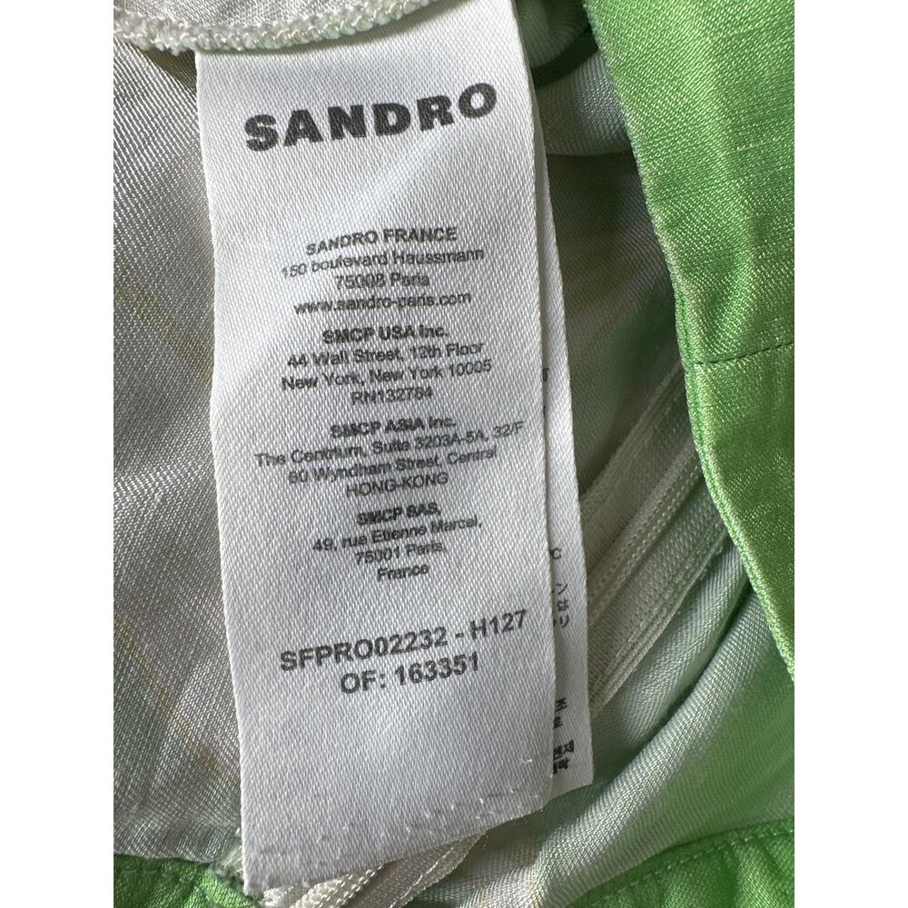 Sandro Ludmila Dress Linen Blend Floral Sleeveless Cutout Maxi Green 36 US 2-4 - Picture 7 of 12